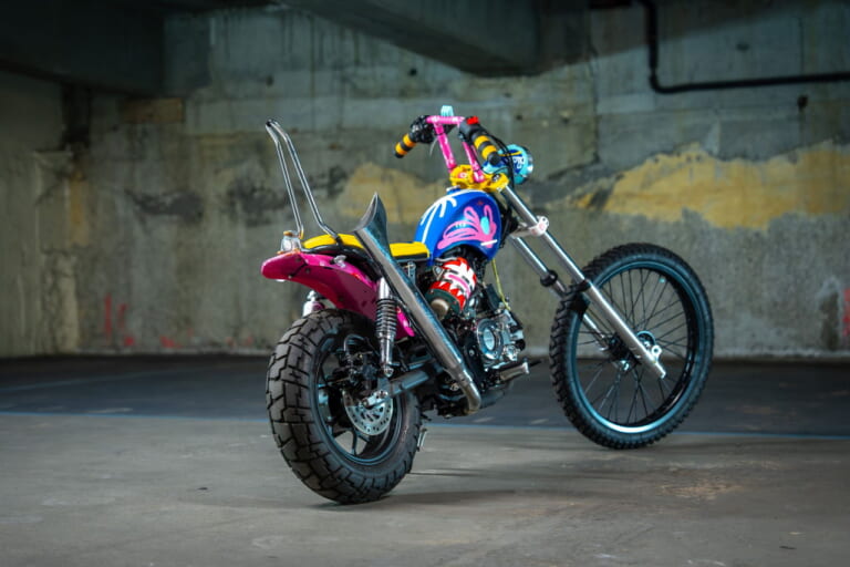 Monkey X Business(Austria)|ヒョウ柄のダックス125に、チョッパー仕様のモンキー125だと?! ビアリッツで開催の「ホイールス&ウェーブス」に7か国のホンダ カスタムミニが登場