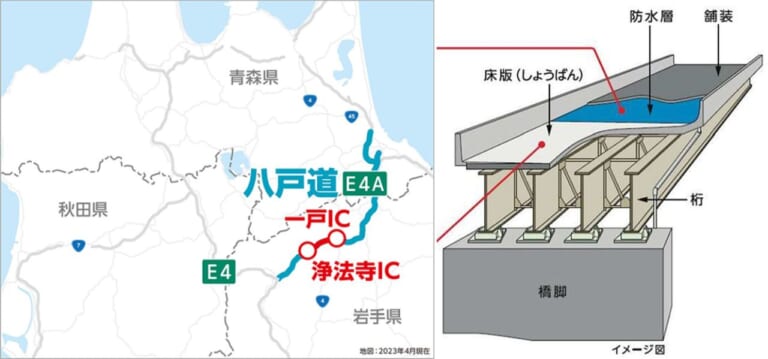 E4A八戸自動車道上下線 8月23日から浄法寺IC～一戸IC終日対面通行規制