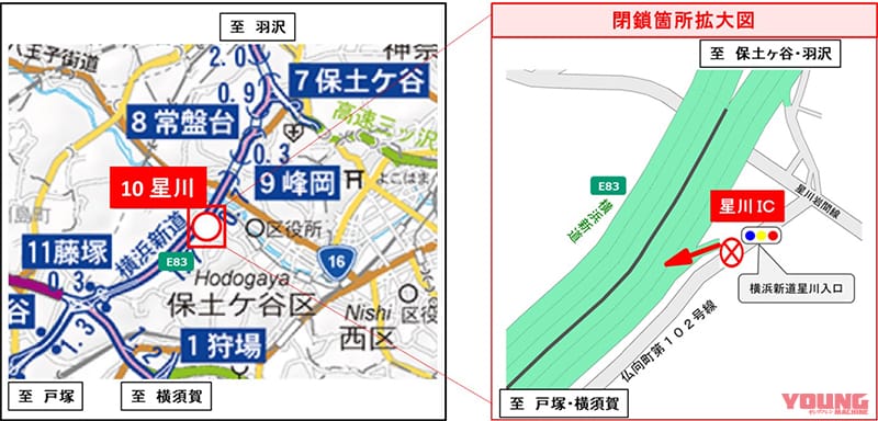 NEXCO東日本|夜間通行注意!【E83】横浜新道下り線 星川IC入口ランプ7月25日/26日 各日夜0時から朝5時まで閉鎖