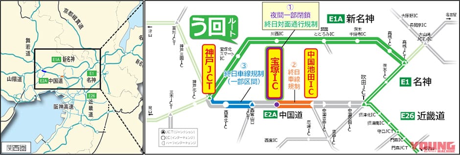 NEXCO西日本|う回で300円のクーポンもらえる! E2A中国自動車道(吹田JCT~神戸JCT)の8月交通規制日程&キャンペーン発表