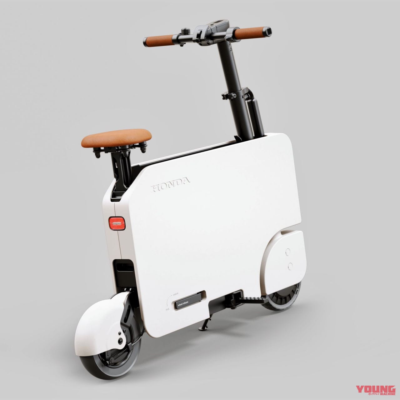 |ホンダ「モトコンパクト」登場! 箱型に折り畳めるカワイイ電動バイク、充電器も本体に収納可能【北米】
