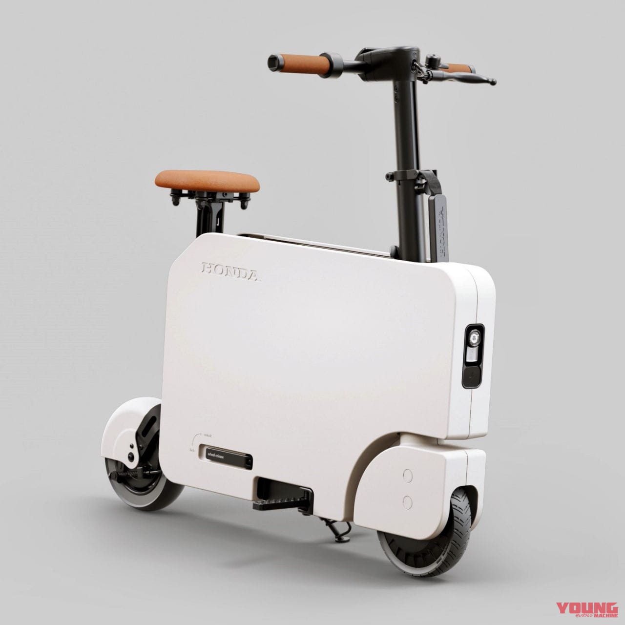 |ホンダ「モトコンパクト」登場! 箱型に折り畳めるカワイイ電動バイク、充電器も本体に収納可能【北米】
