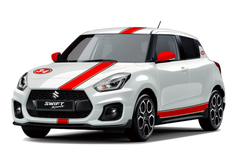 スイフトスポーツ ハイブリッド ケビン・シュワンツ エディション|【限定5台】ラッキーストライクカラーのスズキ「GSX-8S ケビン・シュワンツ エディション」登場! ゼッケン34の王座獲得から30周年【海外】