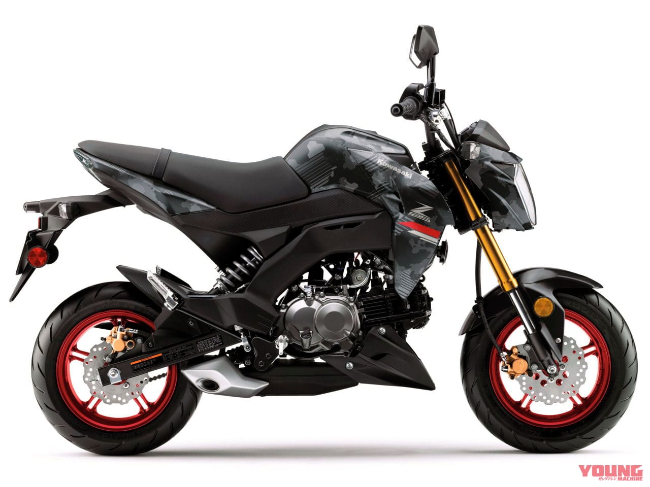 |ゴールドの脚をゲット! カワサキ「Z125プロ」登場、オールニューカラーの3色展開でホイールの塗り分けも完璧ィ!!【北米】