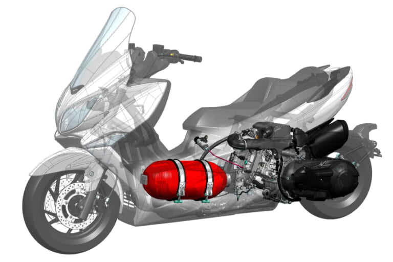 BURGMAN HYDROGEN|スズキがJMS2023で電動スクーターや水素エンジン試験車両を展示! 市販車はVストSXやハヤブサが並ぶ【JMS2023】