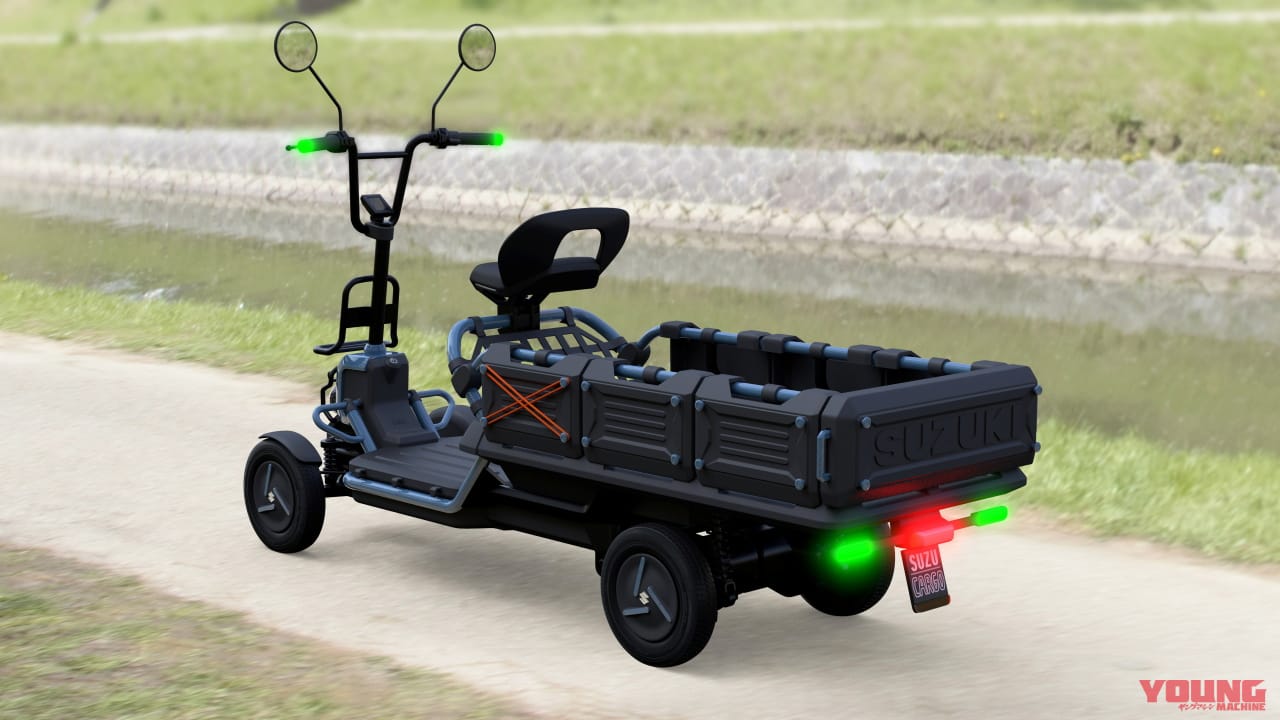 SUZU-CARGO|スズキが4輪の特定原付「スズライド」「スズカーゴ」を発表! 20km/hで走るクールなセニアカー?!【JMS2023】