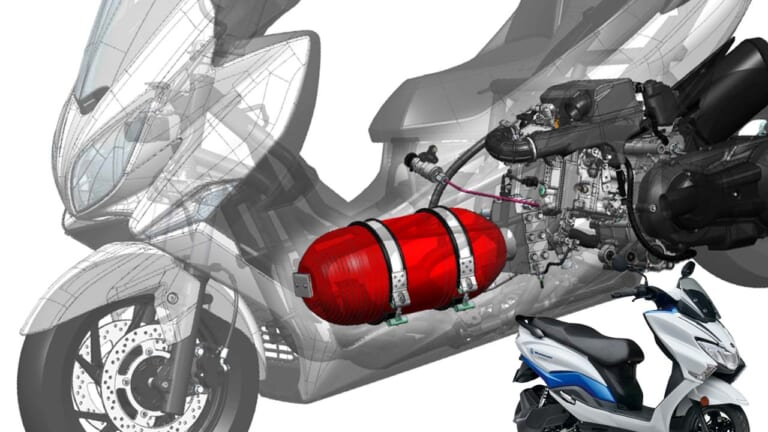スズキがJMS2023で電動スクーターや水素エンジン試験車両を展示! 市販車はVストSXやハヤブサが並ぶ【JMS2023】