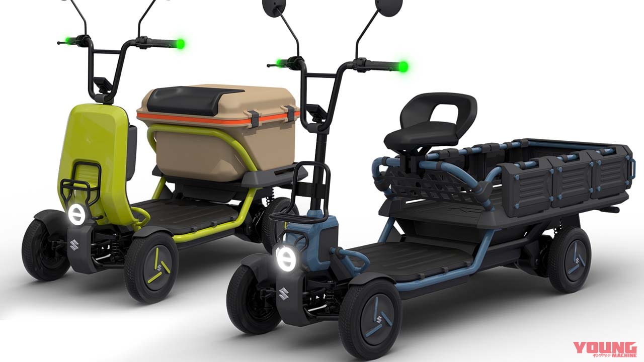 スズキが4輪の特定原付「スズライド」「スズカーゴ」を発表! 20km/hで走るクールなセニアカー?!【JMS2023】