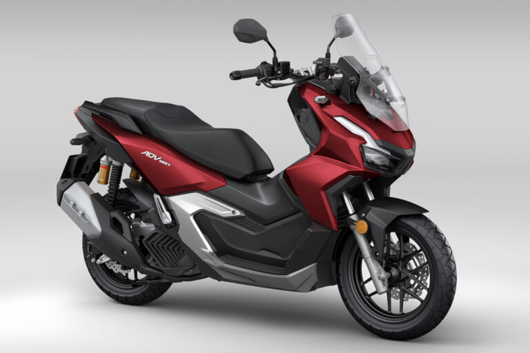 ホンダ|ADV160|マットダリアレッドメタリック|2024新型ホンダADV160に新色ブルー初採用〈軽二輪アドベンチャースクーター〉