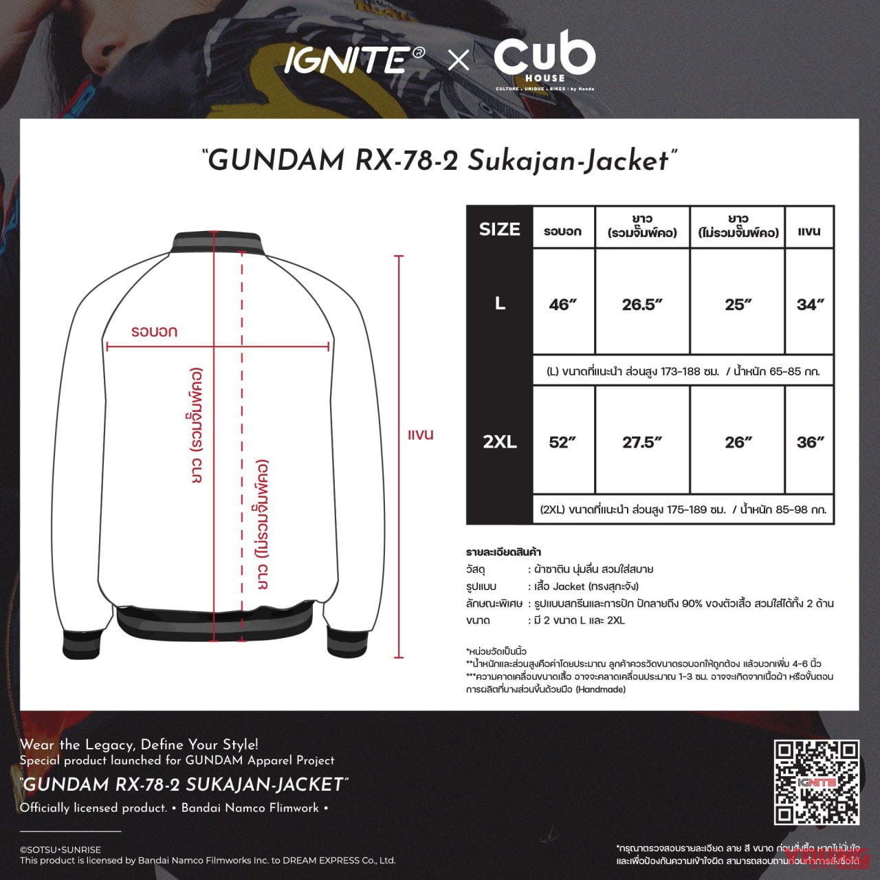 |【限定300着】ガンダム仕様のスカジャン!「RX-78-2」がタイのホンダ・カブハウスで12/12発売【海外】