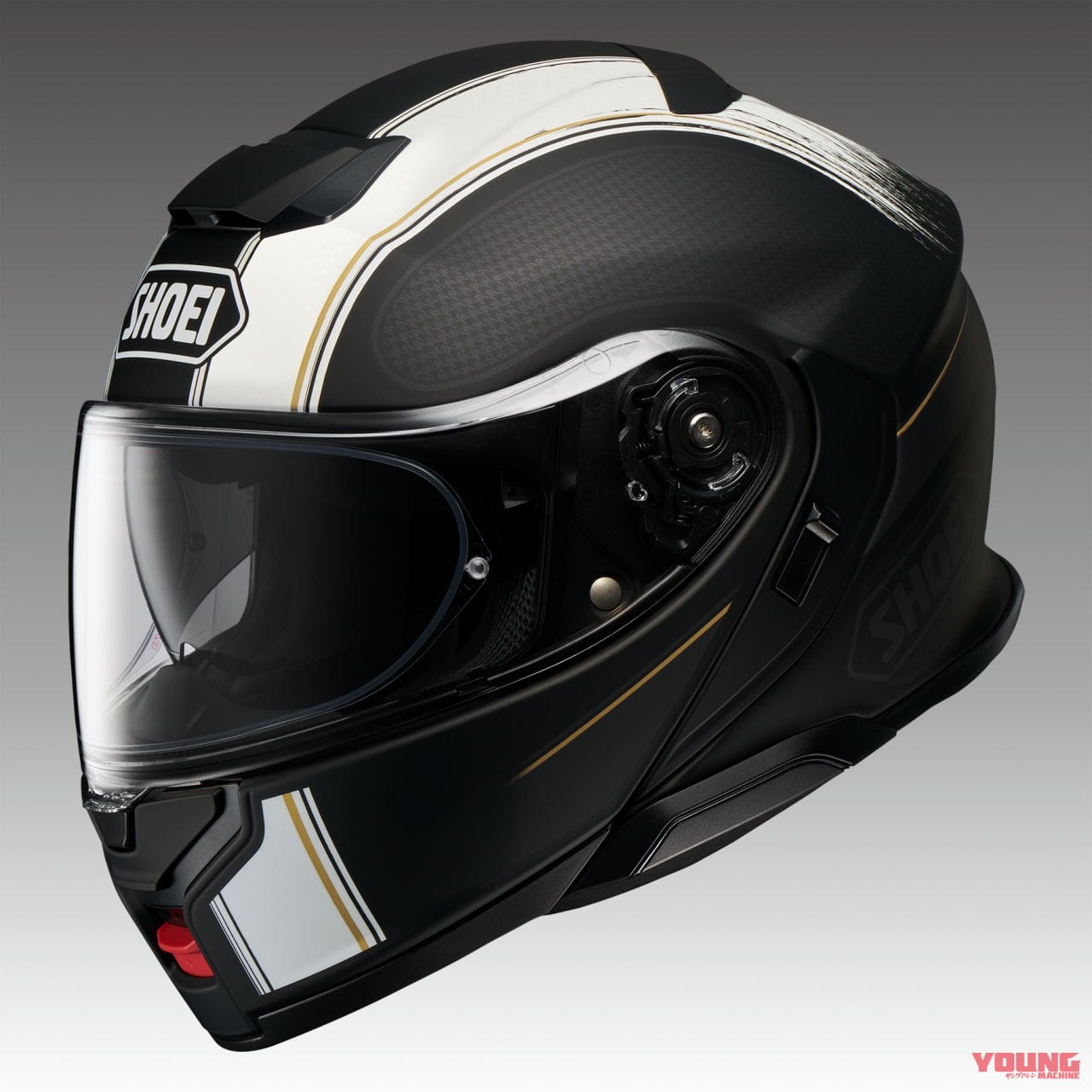 SHOEI NEOTEC3 SATORI|シンプルなストライプに赤い差し色のSHOEI「ネオテック3 SATORI」3月に発売!