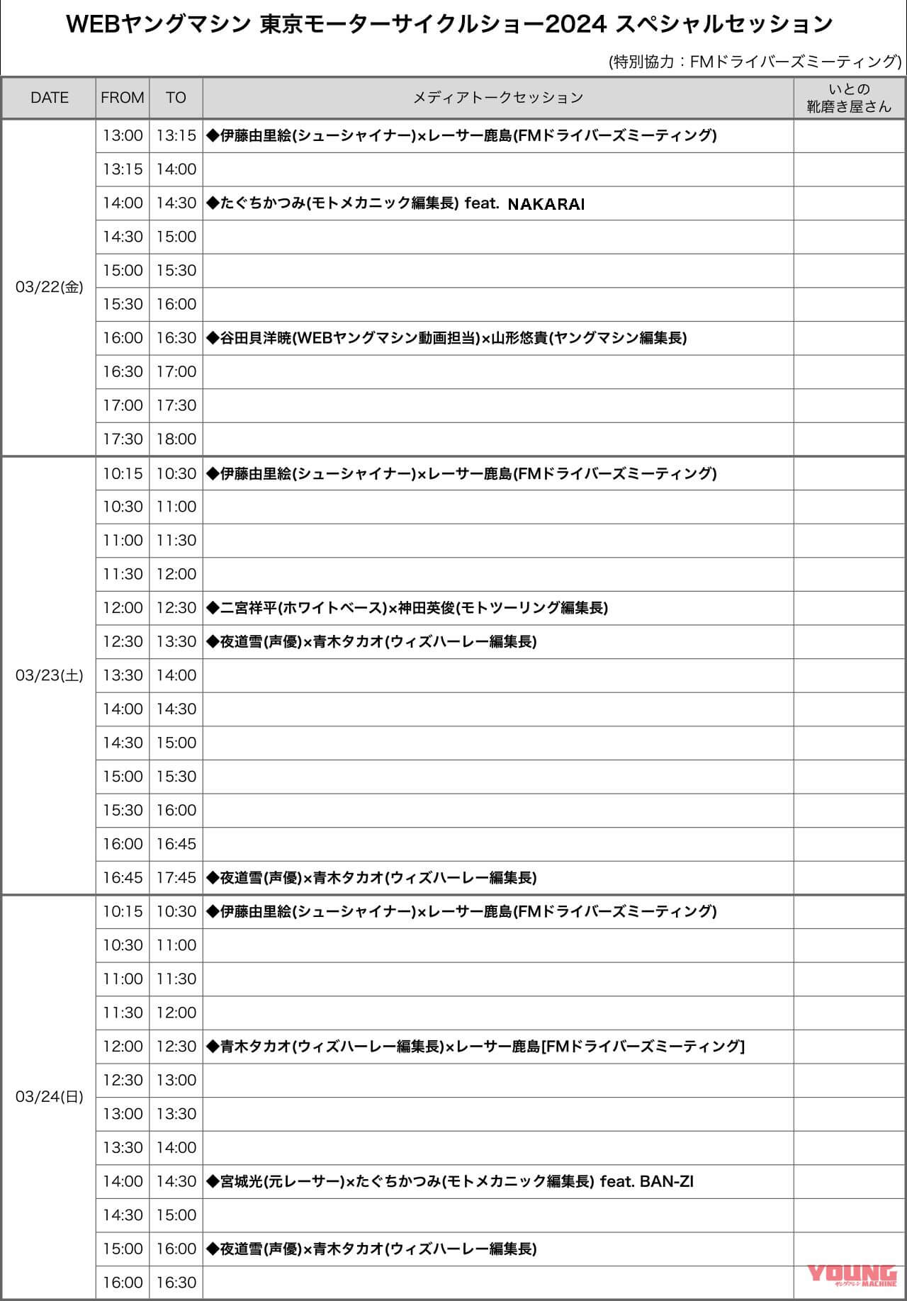東京モーターサイクルショー ヤングマシンブース タイムスケジュール|夜道雪さんもトークセッションに登壇!! 等々、東京モーターサイクルショー・ヤングマシンブースの楽しみ方(1)