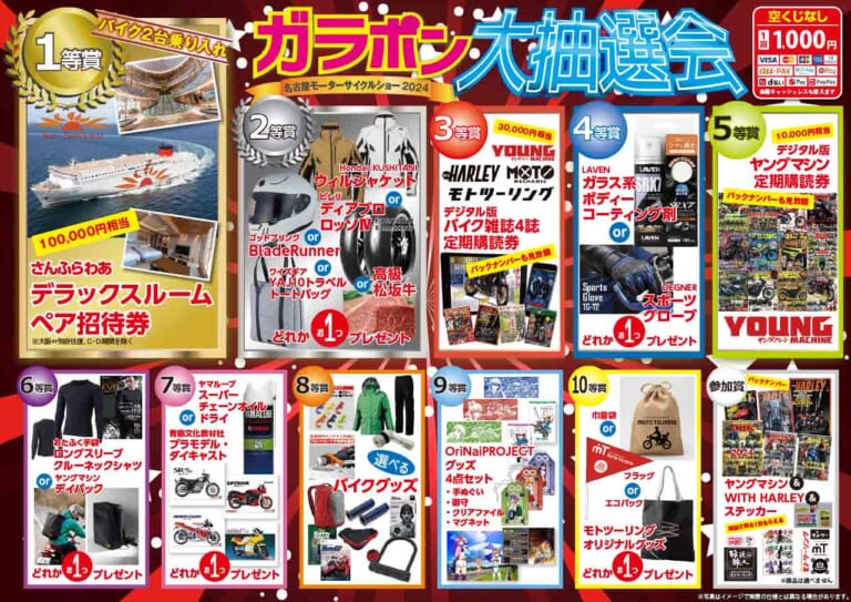 名古屋モーターサイクルショー2024|ヤングマシンブース|名古屋モーターサイクルショー2024開催! ヤングマシンブースの楽しみ方【毎年恒例ガラポン大抽選会も】