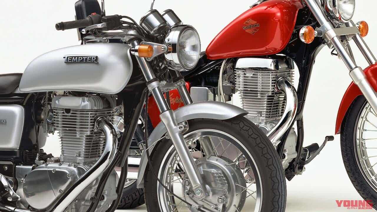 |美しく直立したシリンダーがスズキの個性を際立たせた 1987年「サベージ」 1997年「テンプター」【柏 秀樹の昭和~平成 カタログ蔵出しコラム Vol.8】