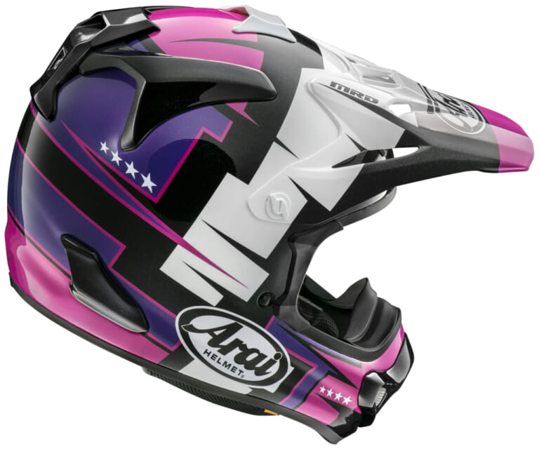 ARAI V-CROSS4バトル|アライ 新グラフィック「V-CROSS4バトル」&ペドロサレプリカ「RX-7X PEDROSASHOGUN」登場! 6月下旬~順次発売