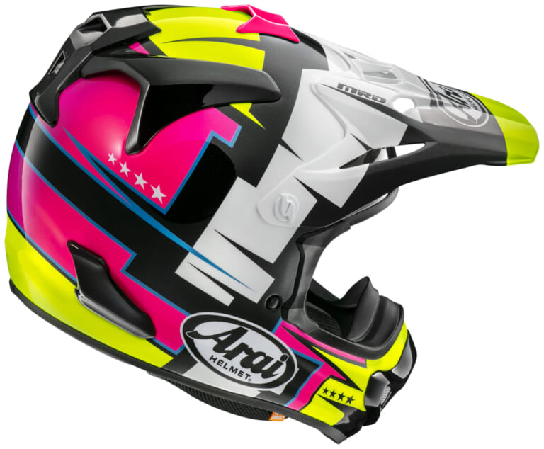 ARAI V-CROSS4バトル|アライ 新グラフィック「V-CROSS4バトル」&ペドロサレプリカ「RX-7X PEDROSASHOGUN」登場! 6月下旬~順次発売