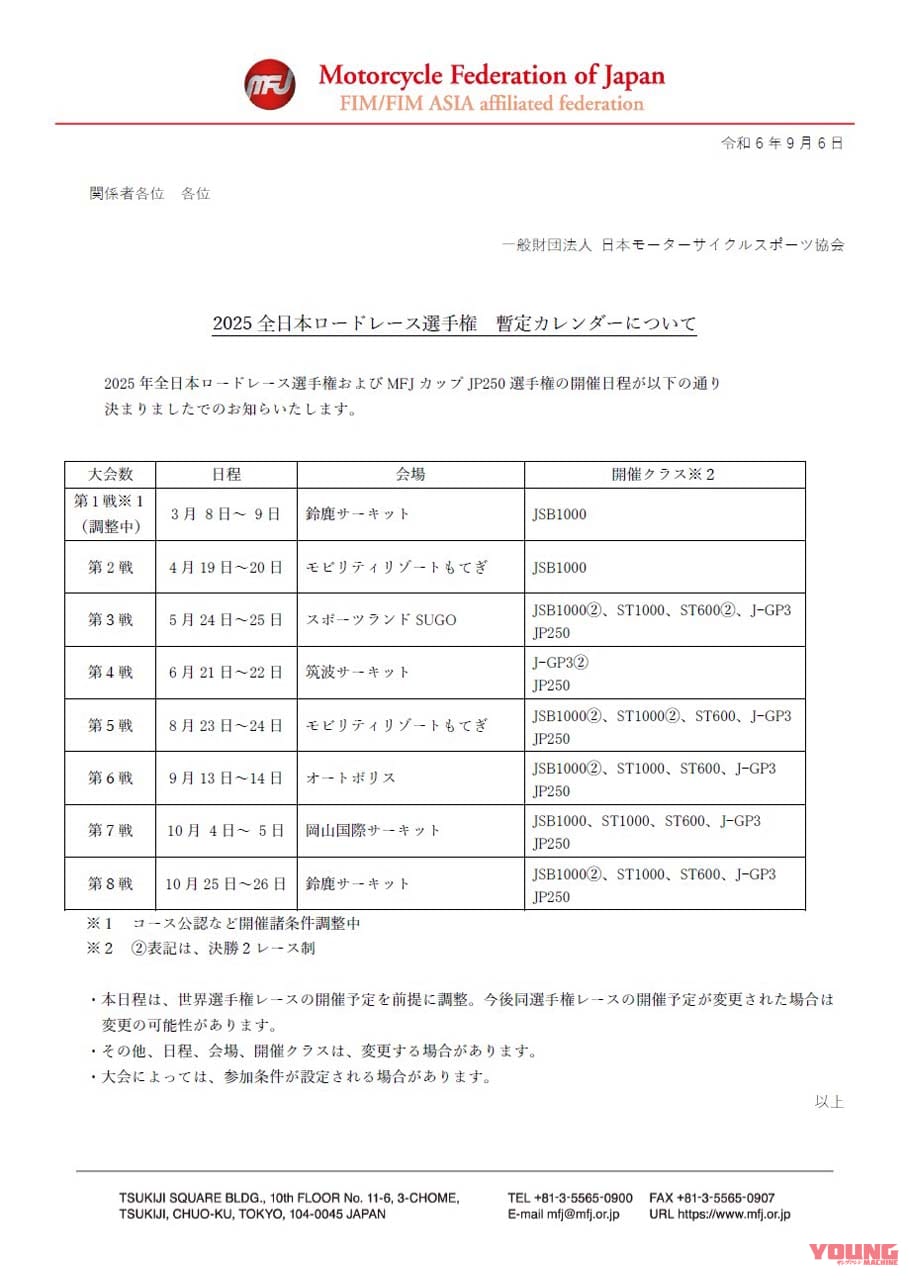 |本当にこのスケジュールで大丈夫? どうなる全日本ロードレースの2025年シーズン