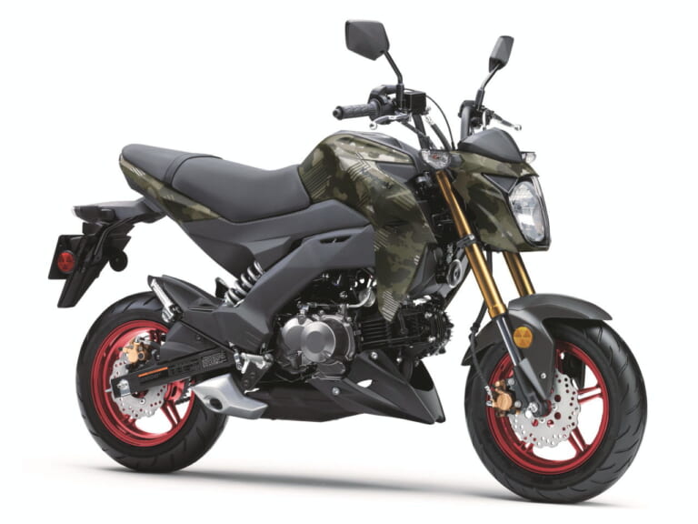 カワサキ|Z125プロ|北米仕様|2025年モデル|カワサキ「Z125プロ」2025年モデル登場! カモ柄に金のサスペンション、さらにホイールも塗り分け【海外】