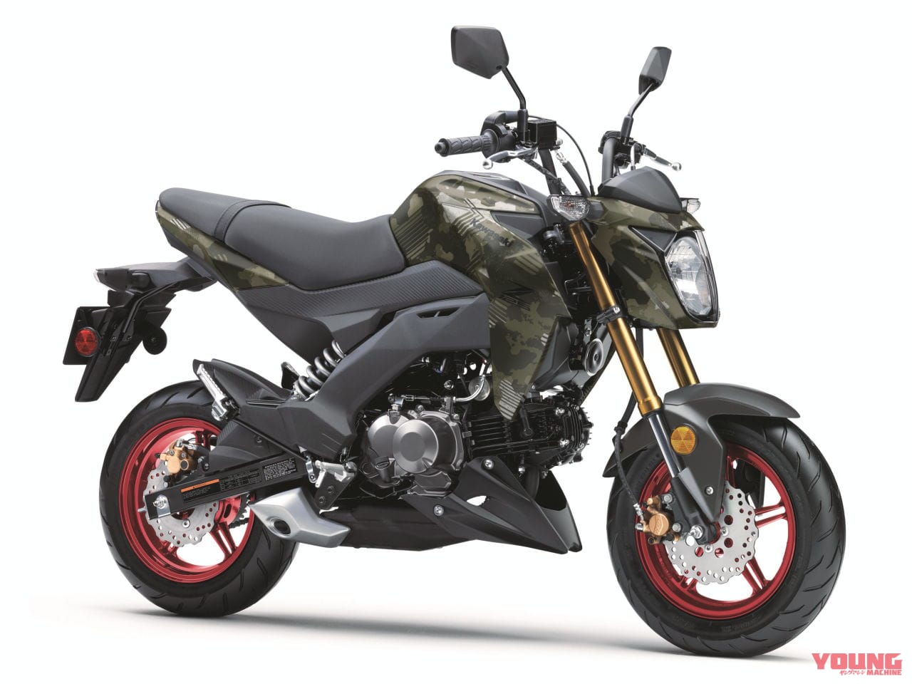 カワサキ|Z125プロ|北米仕様|2025年モデル|カワサキ「Z125プロ」2025年モデル登場! カモ柄に金のサスペンション、さらにホイールも塗り分け【海外】