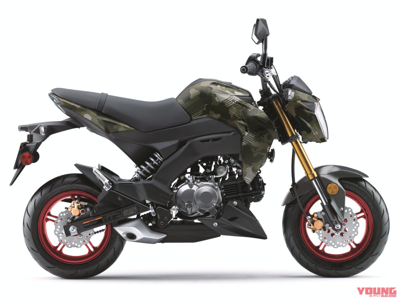 |カワサキ「Z125プロ」2025年モデル登場! カモ柄に金のサスペンション、さらにホイールも塗り分け【海外】