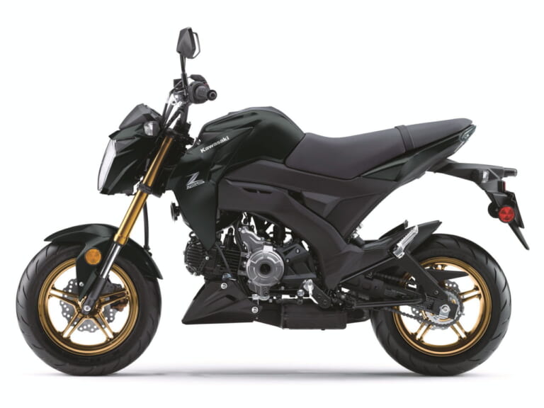 カワサキ|Z125プロ|北米仕様|2025年モデル|カワサキ「Z125プロ」2025年モデル登場! カモ柄に金のサスペンション、さらにホイールも塗り分け【海外】
