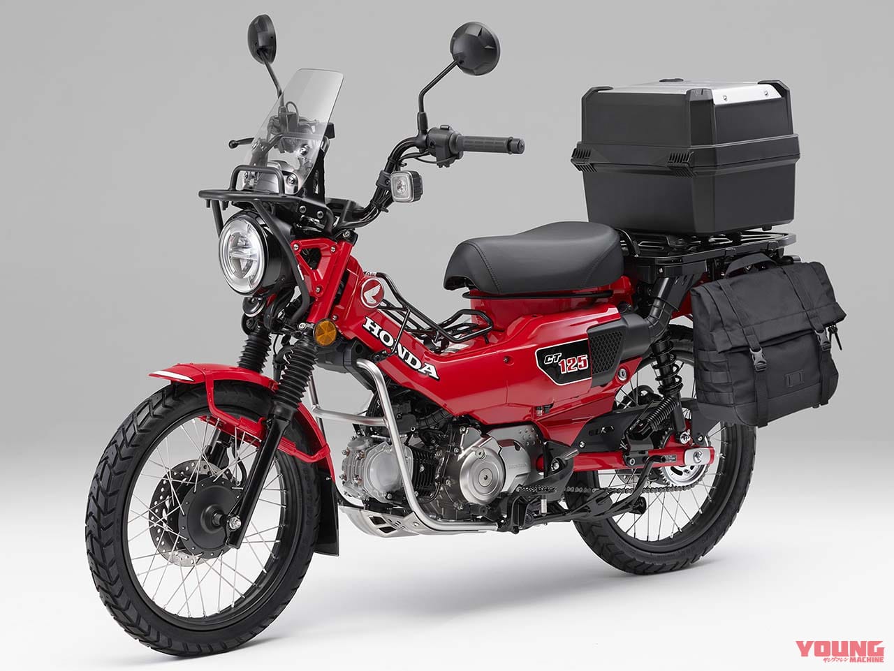 2025 HONDA CT125 HUNTER CUB グローイングレッド アクセサリー装着車|ホンダCT125ハンターカブ〈いま国内で買える新型バイクカタログ|原付二種(125-51cc)〉