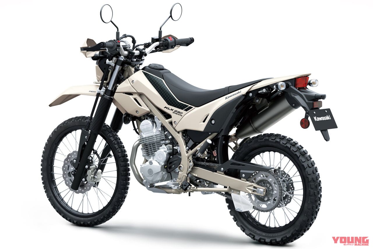 カワサキ|KLX230 シェルパ|2025年モデル|カワサキ新型「KLX230 シェルパ」発売日が12/25に決定!! KLX230シリーズに加わった“トレッキング”仕様