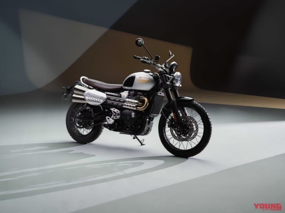 Triumph Scrambler 1200X|トライアンフのネオクラシックにICON EDITION 7モデルが登場【ゴールド筆記体ロゴのカスタム感!】
