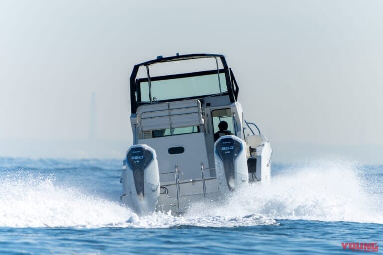 NSB335|ホンダ大型船外機”BF350”|「パワーすご」「乗ってみたいかも…」ホンダ完全新作のフラッグシップに試乗:大型船外機”BF350”