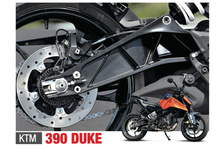 スイングアーム|390DUKE|KTM|「50年でここまで変わるか?」プロが解説! スイングアームの理論と歴史「見た目も中身も全然違う」