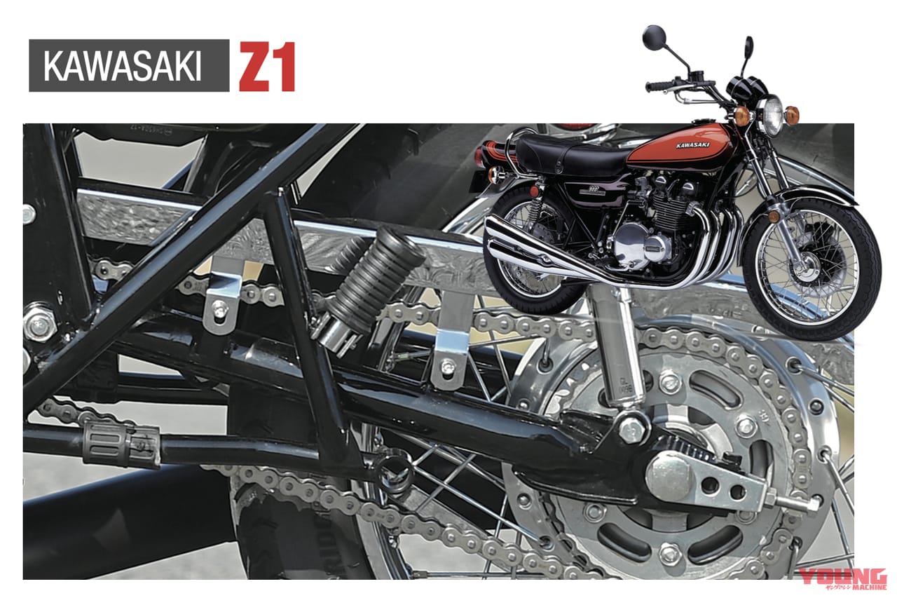 スイングアーム|カワサキ|Z1|「50年でここまで変わるか?」プロが解説! スイングアームの理論と歴史「見た目も中身も全然違う」