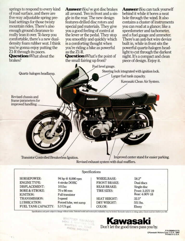 カワサキ|Z1-R|1980年|「13Lしか入らないタンク」が角Zを象徴 1978年カワサキ『Z1-R』【柏 秀樹の昭和~平成 カタログ蔵出しコラム Vol.13】