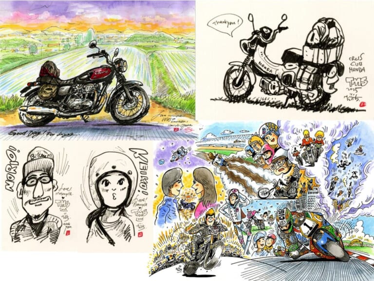 バイクイラスト|「特製紙袋&クリアファイルをプレゼント! 」恒例ガラポン&愛車イラストも:東京モーターサイクルショー2025 ヤングマシンブース【3月28日〜30日】