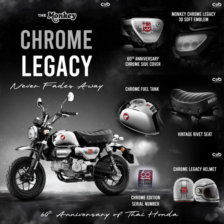 タイホンダ|New Monkey Chrome Legacy Limited Edition|【限定車】60周年記念タイホンダ「モンキー125 スペシャルエディション」登場! クローム仕上げで全身まぶしいっ!