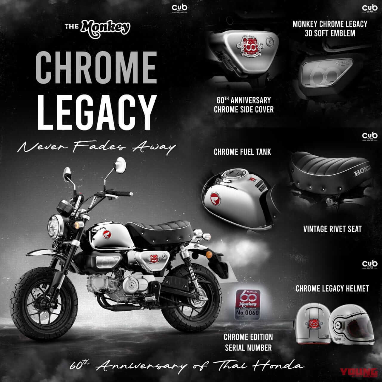 タイホンダ|New Monkey Chrome Legacy Limited Edition|【限定車】60周年記念タイホンダ「モンキー125 スペシャルエディション」登場! クローム仕上げで全身まぶしいっ!
