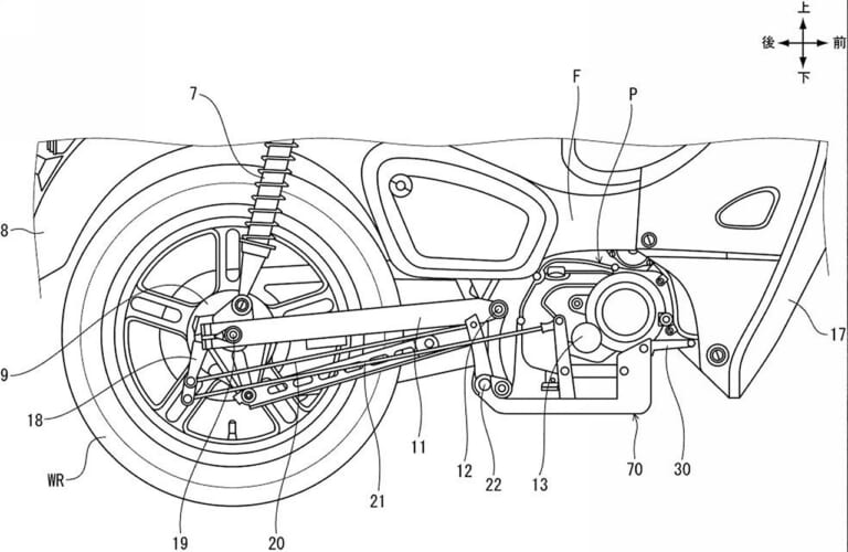 ホンダ|特許|スーパーカブに新アイデア! ブレーキペダルひとつで後輪ブレーキとパーキングブレーキを兼ねる構造の特許