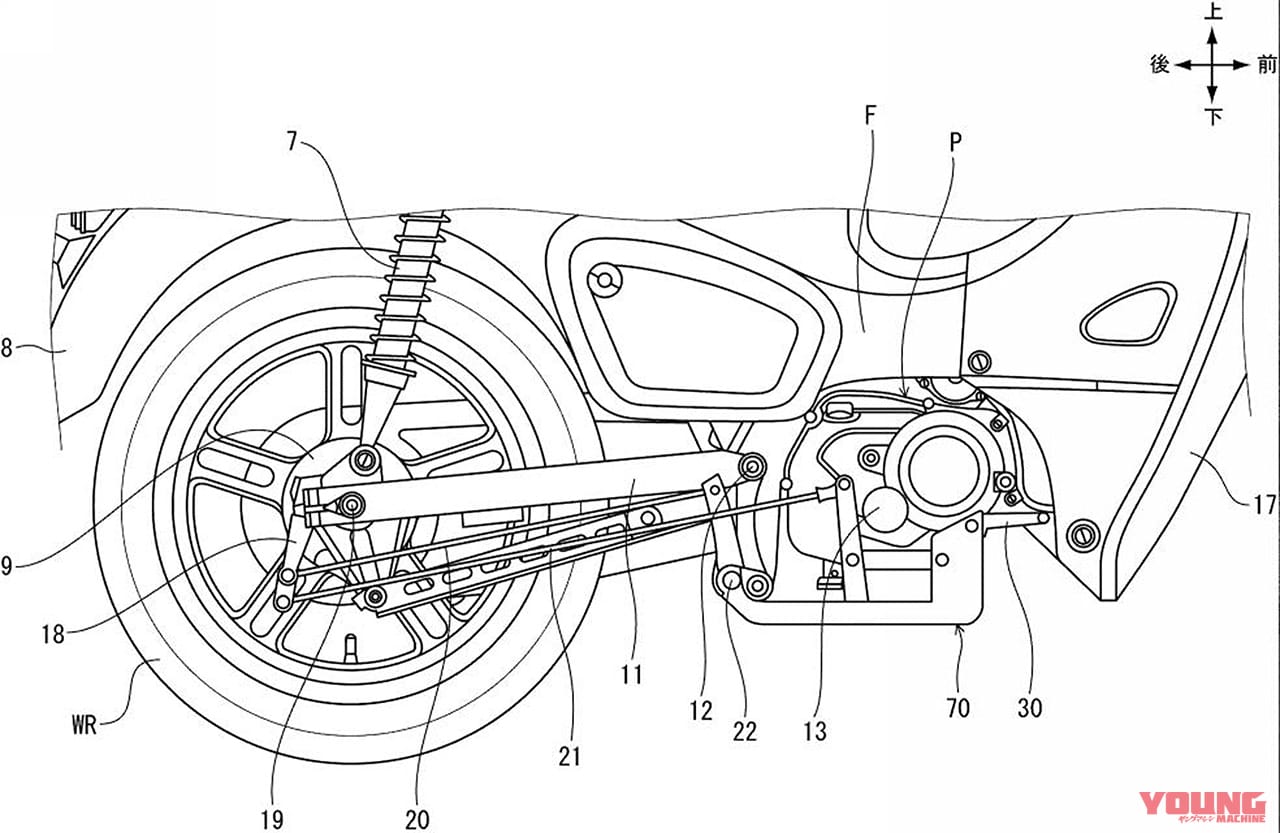 ホンダ|特許|スーパーカブに新アイデア! ブレーキペダルひとつで後輪ブレーキとパーキングブレーキを兼ねる構造の特許