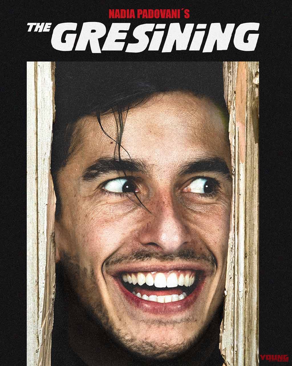 『シャイニング』風味のポスター|【MotoGP】SNSで話題沸騰! グレシーニのパロディ投稿がファンを掴む理由:ロック名盤&映画ポスター「絶好調グレシーニレーシング的三面記事」