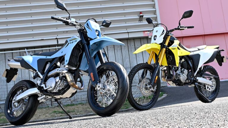 スズキ新型「DR-Z4S」「DR-Z4SM」発売早よ！ 軽量ハイパワーの400ccトレール/モタード、6月以降に全国3都市で跨り展示