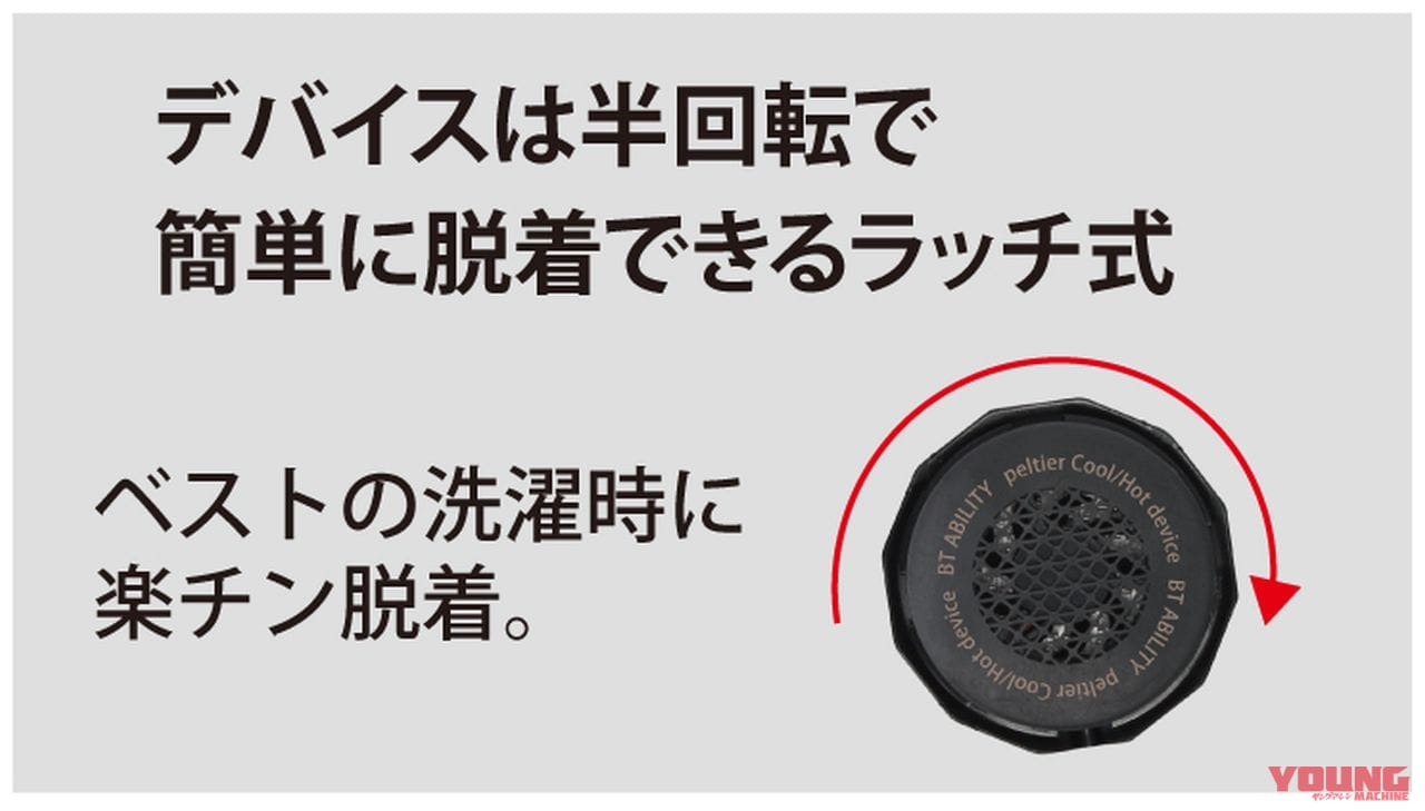 おたふく手袋 BT アビリティ ペルチェ冷暖ベスト バッテリーセット|スイッチひとつで真夏も極寒もだいぶ快適に! おたふく手袋「ペルチェ冷暖ベスト」はライダー必見