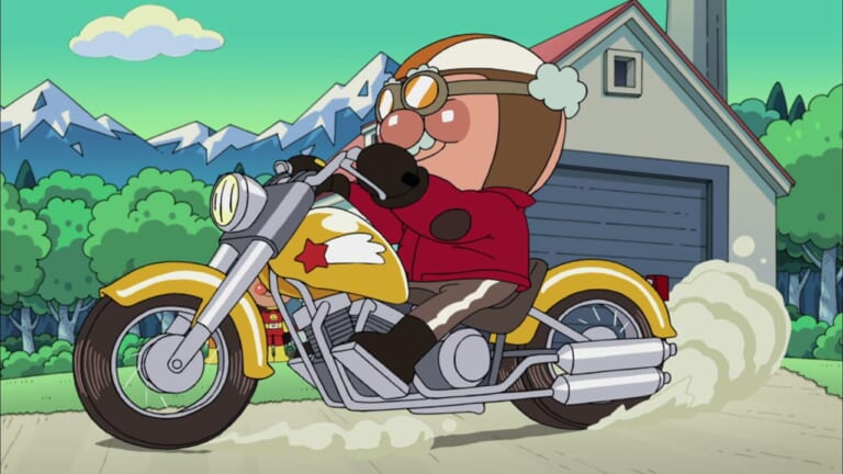 第1319話「ジャムおじさんとブラックロールパンナ」|ジャムおじさんは隠れたバイク乗り! 歴代愛車を紹介 | 最新映画では「スーパーカブ」登場か?【アンパンマン新作映画公開記念】