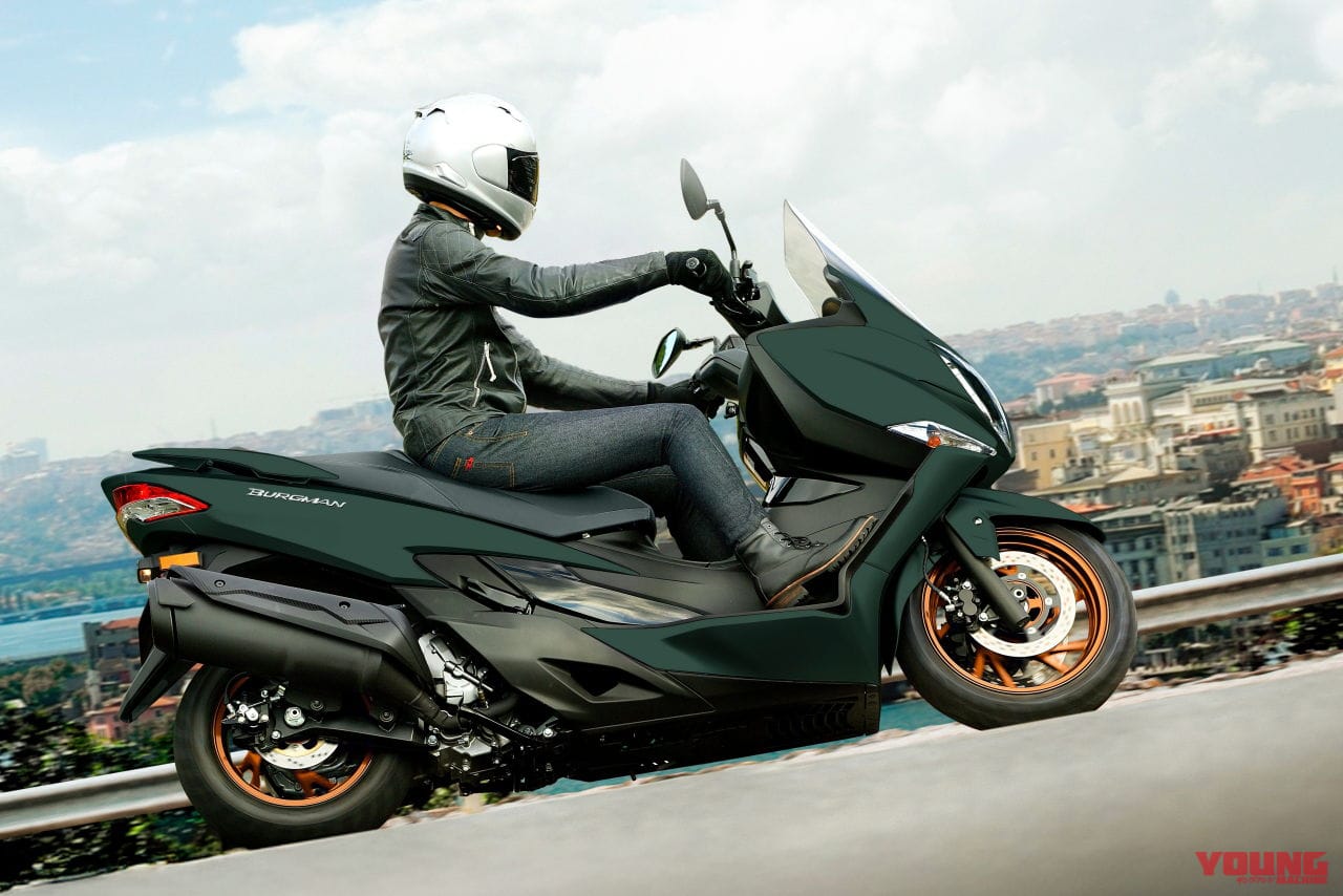 スズキ|バーグマン400|イギリス仕様|2025年モデル|今度の「バーグマン400」はゴールドホイール! 英スズキがニューカラー3色を発表、日本使用にも導入?