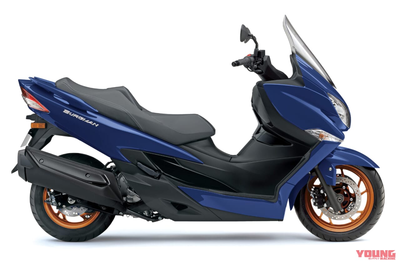 スズキ|バーグマン400|イギリス仕様|2025年モデル|今度の「バーグマン400」はゴールドホイール! 英スズキがニューカラー3色を発表、日本使用にも導入?