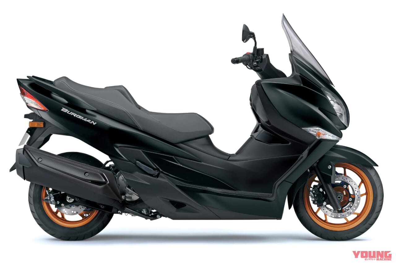 スズキ|バーグマン400|イギリス仕様|2025年モデル|今度の「バーグマン400」はゴールドホイール! 英スズキがニューカラー3色を発表、日本使用にも導入?
