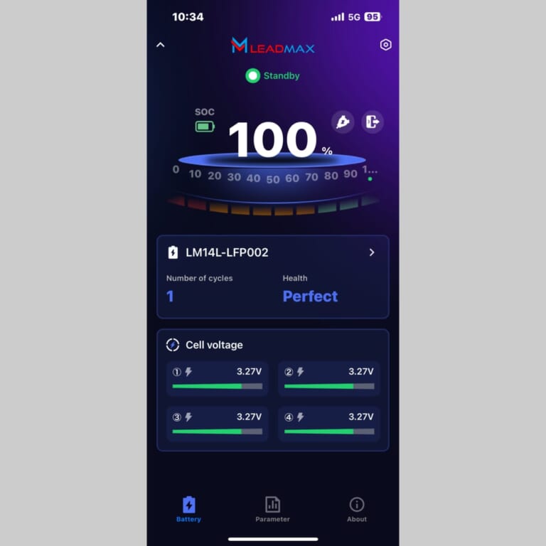 スマホアプリ画面｜Bluetooth内蔵の次世代バッテリー「Lead Maxリードマックス」が日本上陸! スマホで監視＆非常時も安心の画期的な機能とは?