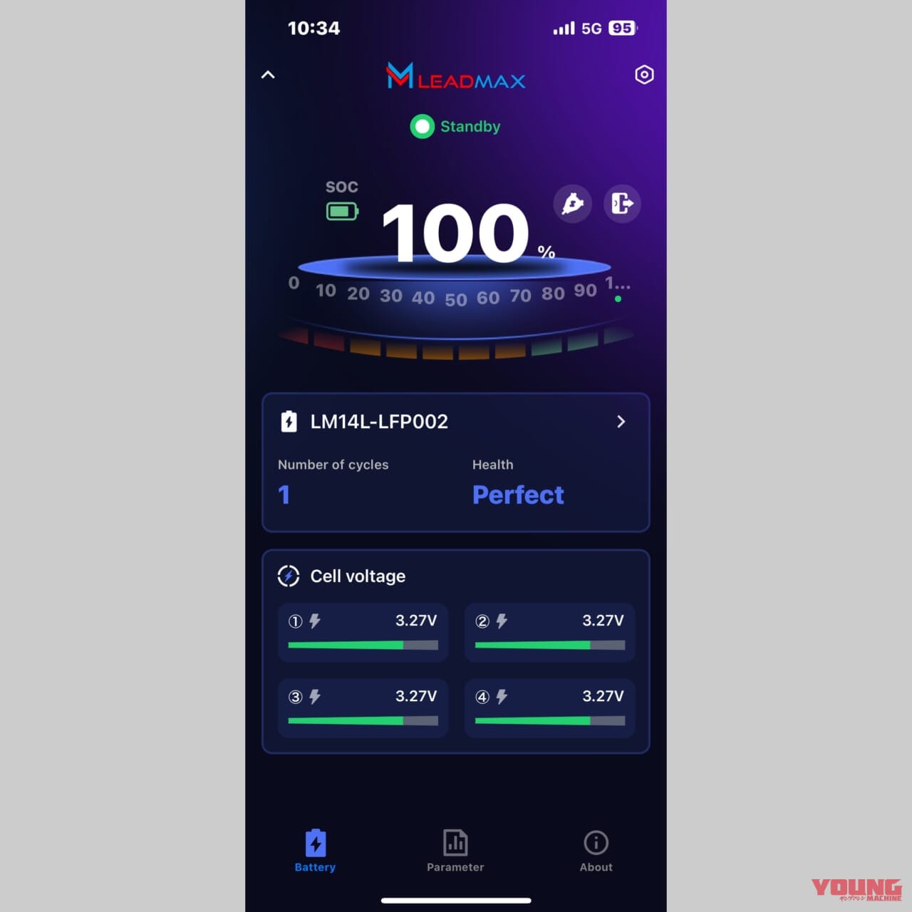 スマホアプリ画面|Bluetooth内蔵の次世代バッテリー「Lead Maxリードマックス」が日本上陸! スマホで監視&非常時も安心の画期的な機能とは?