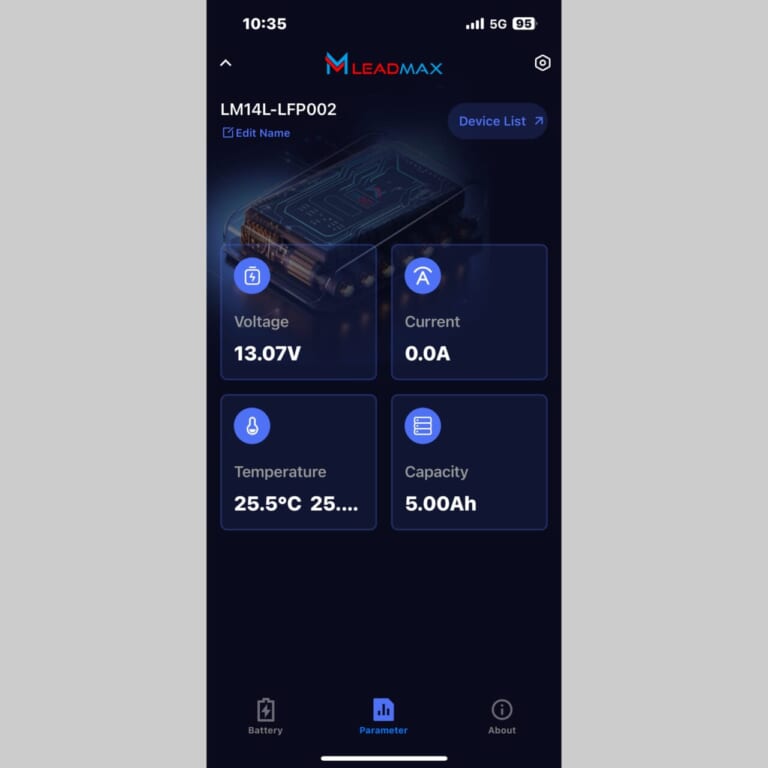 スマホアプリ画面｜Bluetooth内蔵の次世代バッテリー「Lead Maxリードマックス」が日本上陸! スマホで監視＆非常時も安心の画期的な機能とは?