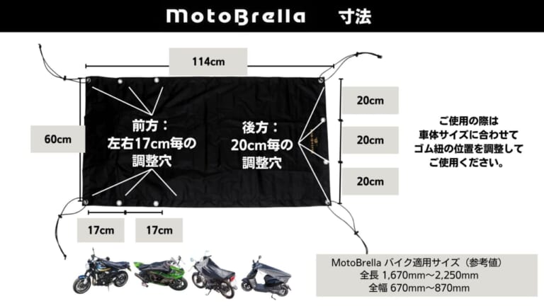 「MotoBrella」｜「この夏、欲しい」熱々シートを解決できる、ちょい掛けカバー「MotoBrella（モトブレラ）」【平面構造の採用がシンプルに優秀】