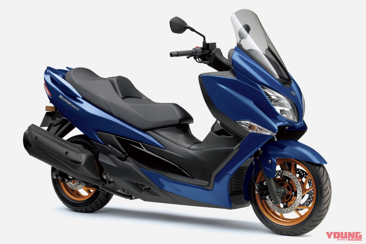 ｜今度の「バーグマン400」はゴールドホイール！ スズキがニューカラー3色を発表、7/18発売
