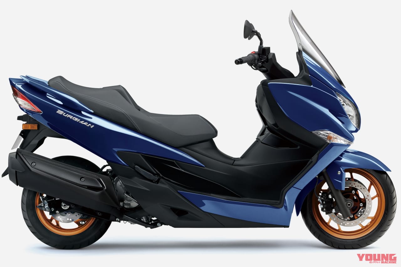 |今度の「バーグマン400」はゴールドホイール! スズキがニューカラー3色を発表、7/18発売